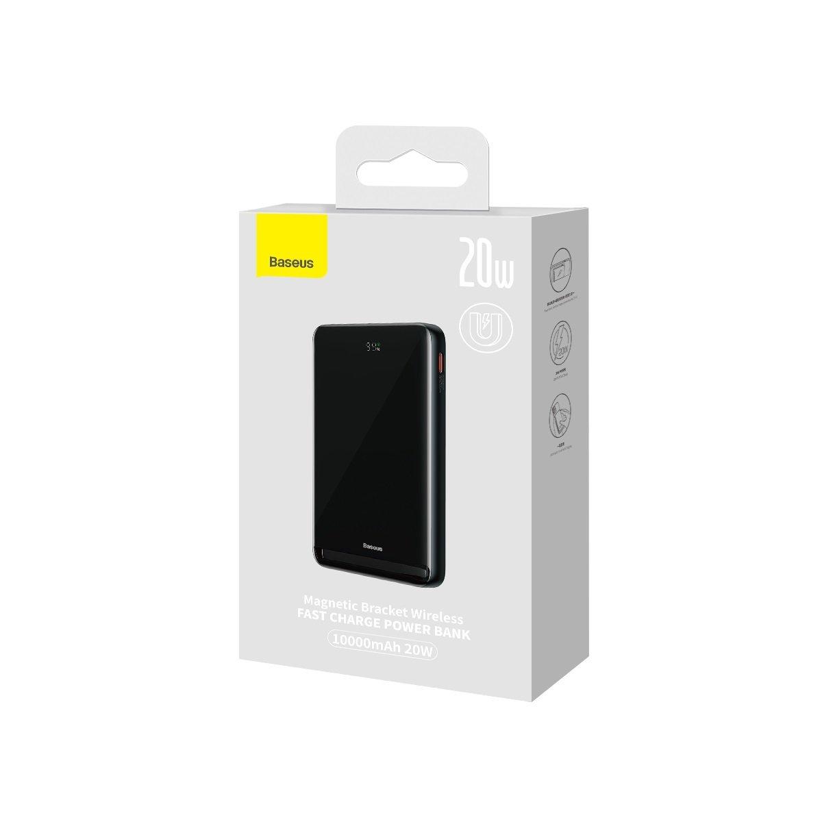 Зовнішній акумулятор Power Bank із бездротовою зарядкою Baseus Bracket Wireless 10000mHa PD+QC 20W Black/Чорний PPCX000003