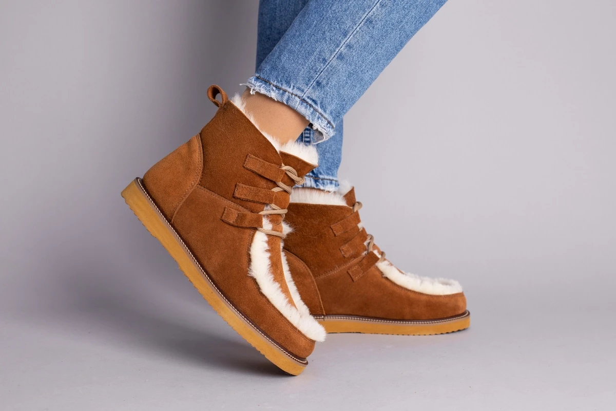 Жіночі зимові уггі ShoesBand Руді натуральні замшеві всередині набивна овчина, дублянка 41 (27 см) (Ѕ73681з), фото 1