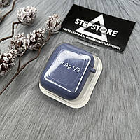 Чехол силиконовый толстый для Apple Airpods 1 2 с микрофиброй внутри противоударный с карабином 3. Серо-голубой (Lavender Gray)