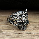 Чоловіче сталеве кільце FIRST KING 20 перстень печатка із медичної нержавіючої сталі 316L з Черепом і короною, фото 4