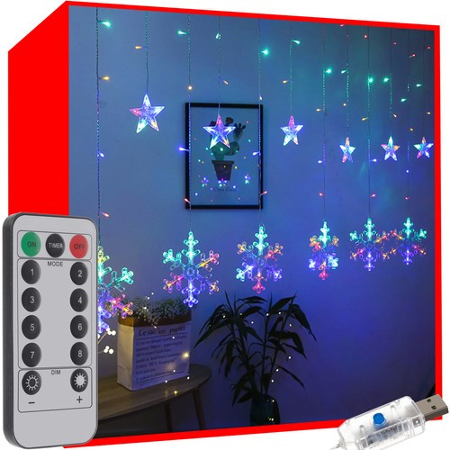 Світлова завіса 138 LED USB багатобарвна + пульт, фото 1