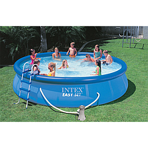 Басейн безкаркасний надувний (457 х 107 см, 12430 л, сходи, фільтр, тент, підстилка) Intex 26166 Синій, фото 2