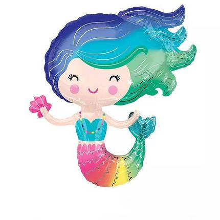 Фольгована кулька Русалочка з райдужним хвостом 72х58см (28"), фото 2