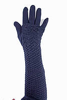 Женские перчатки стрейч длинные+митенка Синие