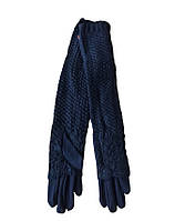 Женские перчатки стрейч длинные+митенка Синие средние