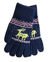 Трикотажные перчатки вязаные 5610-2 темно-синие