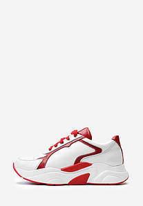 VM-Villomi Стильні білі шкіряні кросівки з червоними вставками