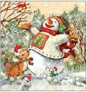 Серветка ТМ "Luxy" 33х33, 3 шари, 18 шт, "Сніговик і кіт"