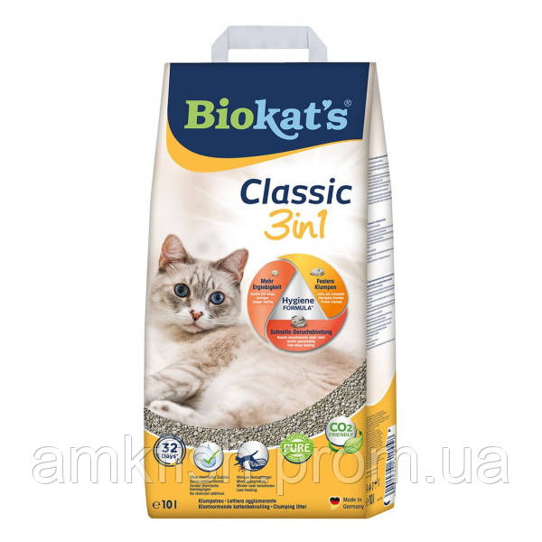 Бентонітовий наповнювач для котячого туалету Biokats Classic 3in1 10л