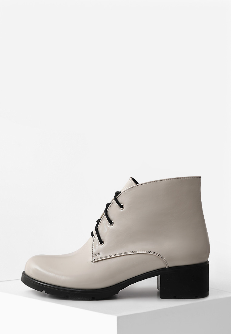 VM-Villomi Світлі лаковані жіночі черевики зі шнурком та блискавкою