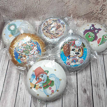 Новорічні прикраси медаль перламутрова 12 см