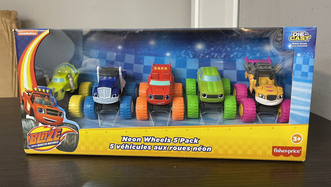 Спалах і диво-машинки набір 5 машинок Fisher-price Blaze&Monster Machines Neon Wheels 5-pack