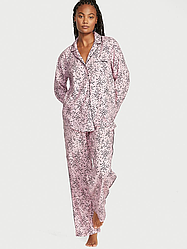 Фланелева Піжама Victoria's Secret Flannel PJ Set, Рожева з сердцями L