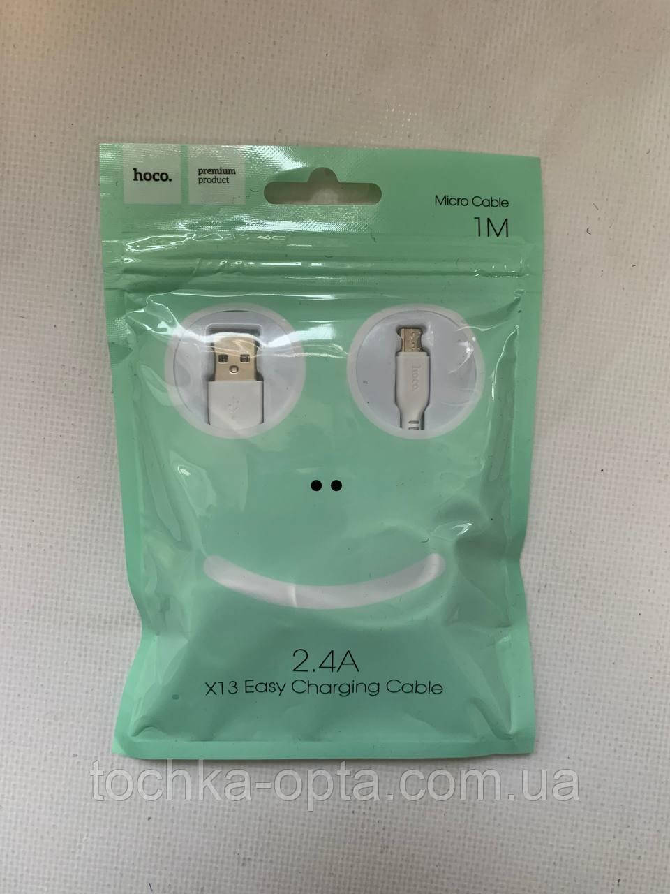 USB Кабель HOCO X13 USB - MicroUSB 1M білий, фото 1