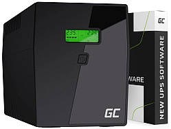 Безперебійник ДБЖ GREEN CELL UPS05 2000 ВА 1200 Вт Power Proof з РК-дисплеєм