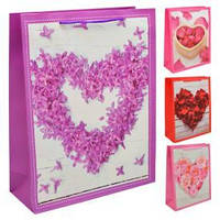 Пакет подарунковий паперовий XXL "Heart roses", ЦІНА ЗА УП. 12ШТ, 72*50*18см (