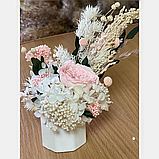 Квіткова композиція "Біле сяйво" (гортензія, троянда, просо), фото 4