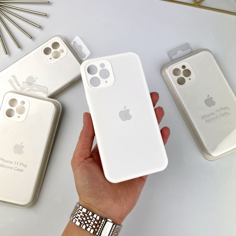 Силіконовий чохол із квадратними бортами на iPhone 11 Pro White (9)