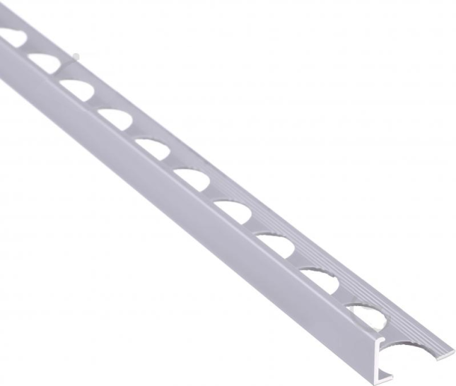 Профіль алюмінієвий для торців плитки товщиною 10 мм, довжина 2,7 м Срібло