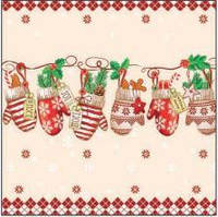 Серветка ТМ "La Fleur" 33х33, 2 шари, 16шт, "Святкові рукавички"