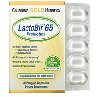 California Gold Nutrition, LactoBif, пробиотики, 65 млрд КОЕ, 30 капсул