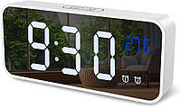 Цифровой будильник зеркальные светодиодные музыкальные цифровые часы