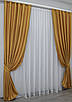 Комплект штор (2шт. 1,5х2,7м.) жакард однотонний. Колір золотистий. Код 354ш 30-092, фото 3