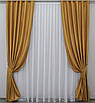 Комплект штор (2шт. 1,5х2,7м.) жакард однотонний. Колір золотистий. Код 354ш 30-092, фото 2