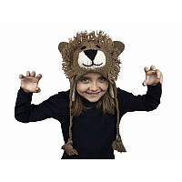 Детская шерстяная шапка лев ручной вязки