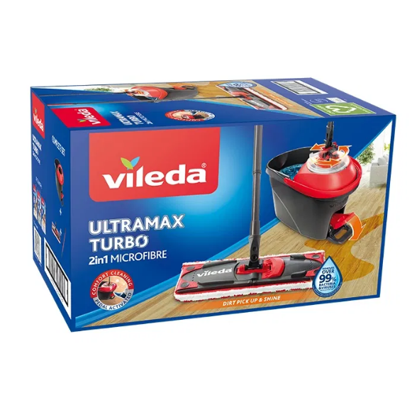 Комплект Швабра + ведро Vileda Ultramax Turbo с механическим отжимом для уборки (Польша) - фото 2 - id-p1728398474