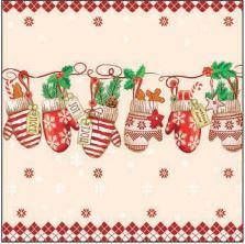 Серветка ТМ "La Fleur" 33х33, 2 шари, 16шт, "Святкові рукавички"