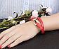 Жіночий шкіряний браслет червоного кольору на заклепках, фото 8