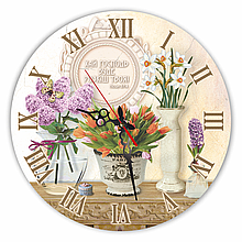 Настінний дерев'яний круглий годинник 30 см "Хай Господь буде розкіш твоя"