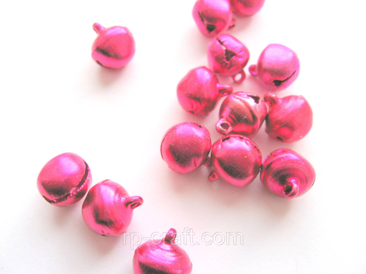 Бубончик металевий, декоративний.  Яскраво-рожевий 12 мм, фото 1