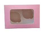 Коробка для 2 капкейків, маффінів, кексів "Рожева" з віконцем, 160*110*85, фото 3