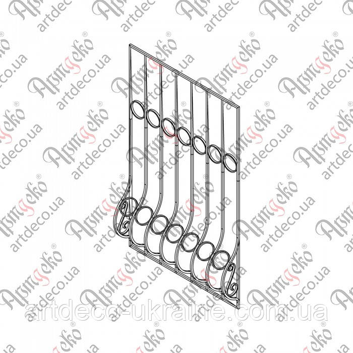 Кована решітка 936х1500  КР-52. КОМПЛЕКТ ЕЛЕМЕНТІВ, фото 1
