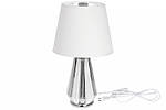 Лампа настільна з керамічною основою та абажуром з тканини, колір - білий зі сріблом 22.5*38 BonaDi 437-284