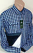 Чоловічі сорочки фліс Hetai vd-0059 класична синя картата чоловіча сорочка, тепла чоловіча сорочка фліс, фото 2