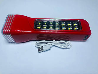 Ручний акумуляторний світлодіодний ліхтар Panther PT-330 USB з бічною підсвіткою, Ліхтарик 2в1 червоний