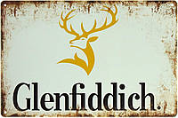 Металлическая табличка / постер "Glenfiddich (Золотистая Голова Оленя)" 30x20см (ms-103682)