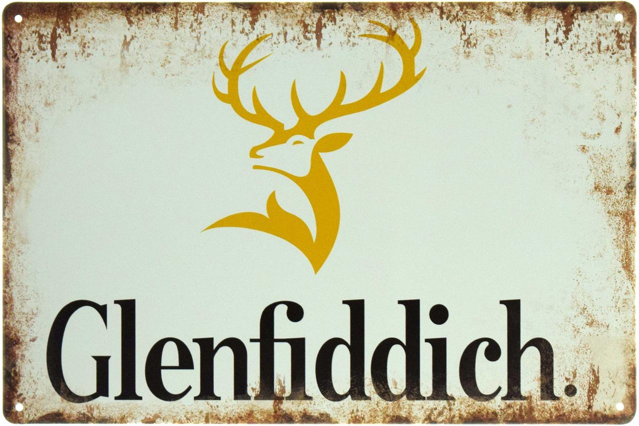 Металлическая Табличка "Glenfiddich (Золотистая Голова Оленя)" (ms ...