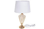 Лампа настільна з металевою основою та тканинним абажуром білий із золотом BonaDi 48 см 232-703