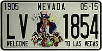 Металлическая табличка / постер "Невада / Nevada LV 1854 (Welcome To Las Vegas)" 30x15см (ms-103715)