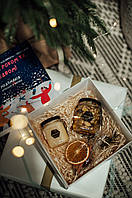 Подарочный набор меда с орехами и крем-меда «Моя семья», синій, 20х20х10 см.