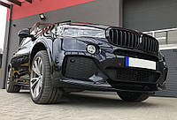 Накладка переднего бампера BMW X5 F15 М-пакет (черный глянцевый ABS-пластик)