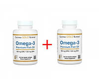 Комплект премиум Омега-3 1+1 California Gold Nutrition Omega-3 Premium Fish Oil - 100 капсул ( Термін до