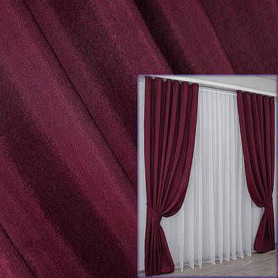 Комплект (2шт. 1,4х2,7м.) готових штор із жакардової тканини, колекція "Ібіца". Колір бордовий. Код 881ш 39-883