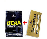 Комплект Аминокислота Olimp BCAA Xplode 1 кг Апельсин + Жирные кислоты Olimp Gold Omega 3 Sport Edition 120