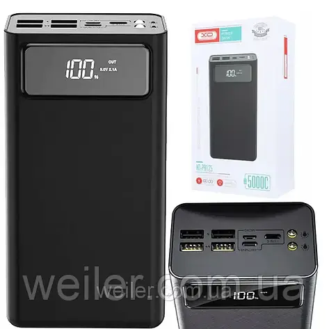Повербанк, Power Bank XO PR125 50000 mAh, портативна батарея з ліхтариком та дисплеєм, фото 1