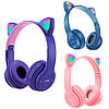 Бездротові Bluetooth навушники з котячими вушками та підсвічуванням Cat Miu Star P47 Рожеві / Дитячі навушники, фото 3